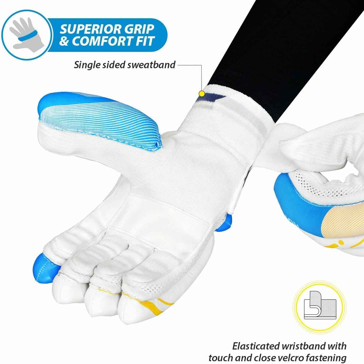 DSC Ruffle Batting Gloves (Blue / Gold)